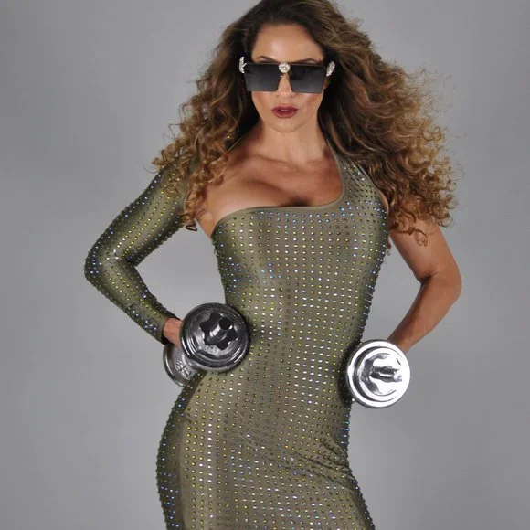 knee length dresses for ladies Center of Attention Liquid Green Metallic Dress  Ella Lisqu